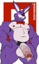 1boy 1male 5_fingers abstract_background aereous animatronic anthro anthro_only armpit_hair balls ballsack belly belly_button big_balls big_penis black_eyebrows black_nose bodily_fluids body_hair bonnie_(fnaf) bow_ribbon bowtie brown_nipples chad dad_bod digital_drawing_(artwork) digital_media_(artwork) digital_painting_(artwork) dripping eyebrows fingers five_nights_at_freddy's fur furry furry_only genital_fluids genitals handsome hi_res humanoid_genitalia lagomorph leg_grab leporid leporid_humanoid looking_at_viewer machine male male_only mammal multicolored_body multicolored_fur musclegut muscular muscular_anthro muscular_arms muscular_male naked navel nipples nude penis precum precum_drip presenting presenting_penis pubes purple_body purple_eyes purple_fur rabbit rabbit_ears red_bowtie red_ribbon robot scottgames smile smiling smiling_at_viewer solo teeth testicles thigh_grab two_tone_body two_tone_fur vein veiny_penis