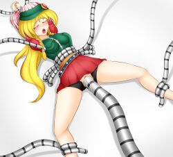 alief_d arms_above_head arms_tied blonde_hair clothed_female clothed_sex female_only groping_breasts last_bible_ii lying_on_back megami_tensei moaning mochowa ripped_shorts robot_tentacles tentacle tentacle tentacle_rape tentacle_sex tentacles_under_clothes white_skin