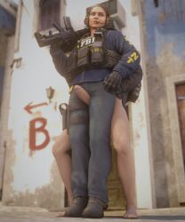 1boy 1girls 3d agent_ava big_penis bottomless_male clothed_female counter-strike:_global_offensive counter-strike_(series) gun looking_away outside penis plop_20 smirk standing standing_sex tactical_gear tagme thigh_sex thigh_sex thighs valve weapon