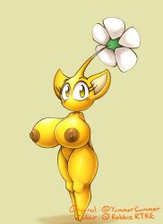 1girls areolae barefoot blush breasts completely_nude completely_nude_female female female_only full_body large_breasts looking_at_viewer naked naked_female nipples nude nude_female pikmin pikmin_(species) robbiertre solo solo_female yellow_pikmin yummercummer