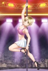 black_heels blonde_female blonde_hair blonde_hair blonde_hair_female pole pole_dancing spiral_clicker