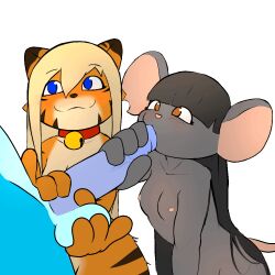 2girls animated anthro ball_fondling balls bangs bell bell_collar big_ears blonde_hair blue_body blue_eyes blush breasts brown_eyes catsockjus collar cyancouatl eyelashes felid female fondling fur furry genitals gif grey_body grey_fur group hair licking lily_(catsockjus) long_hair male male/female mammal masturbation multicolored_body multicolored_fur nipples oral orange_body orange_fur pantherine penile penis penis_lick sex short_playtime smaller_female smile striped_body stripes tail tiger tina_(flurpy) tip_lick tongue tongue_out trio two_tone_body two_tone_fur