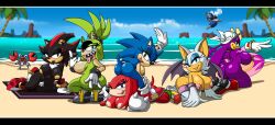 6girls badnik bat bat_wings beach beach_towel beak black_fur black_quills blue_fur blue_quills buzz_bomber crabmeat earrings echidna fangs female genderswap_(mtf) gloves green_fur green_quills hedgehog knora_the_echidna knuckles_the_echidna lipstick looking_at_viewer lordstevie mobian_(species) mobian_bat mobian_bird mobian_echidna mobian_hedgehog mobian_swallow mobian_tenrec multiple_girls nude nude_female purple_feathers red_fur red_quills rouge_the_bat rule_63 sega shade_the_hedgehog shadow_the_hedgehog sonic_(series) sonic_the_hedgehog sonic_the_hedgehog_(comics) sonic_the_hedgehog_(idw) sonic_the_hedgehog_(series) sonique_the_hedgehog spiked_knuckles surfboard surge_the_tenrec swallow_(bird) tenrec tongue_piercing wave_the_swallow white_fur