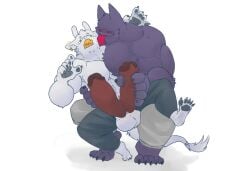 anthro balls big_dom_small_sub big_muscles big_penis c3b4 diphallia diphallism dominant dragon duo ear_piercing ear_ring eastern_dragon face_lick forced fur gay generation_1_pokemon gengar genitals handjob hi_res holding_penis huge_cock huge_muscles licking male male/male multi_genitalia multi_penis muscular muscular_anthro muscular_male nai_(c3b4) nintendo penile penis penis_milking piercing pokemon pokemon_(species) purple_body purple_eyes red_eyes ring_piercing sex simple_background size_difference tongue tongue_out white_body white_fur yellow_eyes zheng_(c3b4)