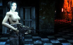 3d bulletstorm casual female firearm human mod pale_skin rifle tagme topless trishka_novak weapon