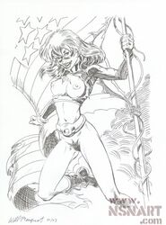 1girls 2003 american_flag black_and_white courtney_whitmore dc dc_comics female female_only solo stargirl superheroine tagme watermark will_meugniot