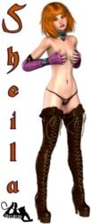 1girls 3d boots breasts collar dungeons_and_dragons dungeons_and_dragons_(cartoon) elbow_gloves female gloves high_heel_boots high_heels idelacio naked_boots naked_footwear naked_gloves nude panties sheila_the_thief thigh_boots