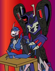 arcee arcee_(prime) ass bent_over chroma crossover doggy_style from_behind happy_sex love sex shockwave shockwave_(transformers) transformers transformers_animated transformers_prime