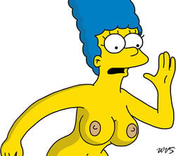 blue_hair breasts color female female_only front_view hair human marge_simpson nipples nude solo tagme the_simpsons wvs yellow_skin