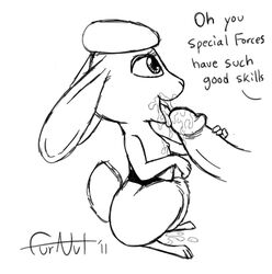 bestiality cum cum_in_mouth dialogue disembodied_penis faceless_male fellatio female furnut hop_(film) illumination_entertainment interspecies monochrome oral penis pink_beret_(character) rabbit rough_sketch tagme