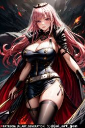 ai_generated black_dress cape holding_weapon hololive hololive_english huge_breasts jai_art_gen mori_calliope narrow_waist pink_eyes pink_hair slim_waist stable_diffusion tiara two-tone_dress veil virtual_youtuber wide_hips