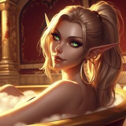 ai_generated artist_request bathtub blonde_hair blood_elf blood_elf_female female warcraft world_of_warcraft