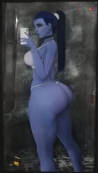 1girls 2020s 3d 3d_(artwork) alternate_breast_size alternate_version_available ass bathroom big_ass big_breasts big_butt black_choker black_nail_polish black_nails blender blender_(software) blizzard_entertainment blue_hair blue_skin blue_skinned_female bottom_heavy bra bracelet breasts brown_hair bubble_ass bubble_butt busty cellphone choker clothed clothing collar collarbone curvaceous curvy detailed_background dimples dimples_of_venus ear_ring earrings epic_butt eyebrows female female_focus female_only fit_female gold_(metal) gold_jewelry holding holding_object hoop_ear_ring hoop_earrings huge_ass huge_breasts huge_butt indoors inside juicy_butt large_ass large_breasts lips long_hair looking_aside looking_at_object massive_ass mirror mirror_selfie muscles nail_polish neckwear no_eyewear out_of_shower overwatch overwatch_2 partially_clothed perky_breasts phone photo_(object) pierced_ears piercing piercings ponytail ring ring_(jewelry) selfie selfmindsources shower shower_room slim_waist soap solo solo_female sports_bra sportswear stomach string_panties thick thick_ass thick_thighs thin_waist thong tied_hair toned toned_back toned_body toned_female toned_stomach underwear voluptuous voluptuous_female wet_skin white_bra white_thong widowmaker wristwear yellow_eyes