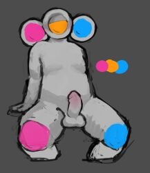 1boy 1male anthro balls blush digital_media_(artwork) erection genitals grey_background hi_res humanoid male no_mouth non-human not_furry nude penis pop_it simple_background simple_dimple sketch thrashthrash