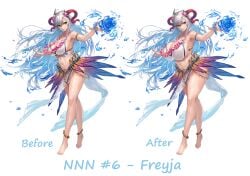 1girls alternate_breast_size alternate_costume before_and_after bikini edit female female_only fire_emblem fire_emblem_heroes freyja_(fire_emblem) freyja_(summer)_(fire_emblem) horns huge_ass huge_breasts large_breasts nintendo no_nut_november official_alternate_costume official_artwork_edit page_6 plump solo sutton184_edits swimsuit thick_thighs third-party_edit water white_bikini white_hair white_swimsuit wide_hips