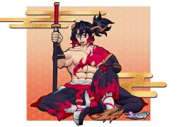 bara disgaea disgaea_7 fuji_(disgaea) jinyeon katana muscular muscular_male nippon_ichi_software samurai tagme