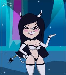 asian_female bad_anatomy bikini black_hair black_panties brittney_wong darkdpx3 demon_costume disney disney_channel disney_xd disney_xddarkdpx3 purple_lipstick star_vs_the_forces_of_evil white_gloves white_socks