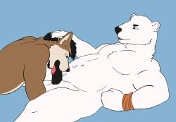 animated animated_png anthro balls bear belly brown_body brown_fur canid canine canis domestic_dog duo erection face_fucking facial_hair fellatio fur genitals gumek hi_res humanoid_genitalia humanoid_penis irrumatio male male/male mammal nude oral overweight overweight_male penile penis polar_bear rihad sex tongue ursine white_body white_fur