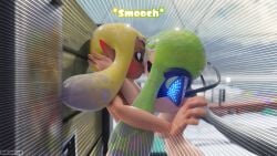 2girls agent_3_(splatoon) agent_3_(splatoon_3) blender blush braid breasts cape captain_(splatoon_3) closed_eyes cold comic emphasis_lines head_grab hi_res inkling inkling_girl inkloving kissing looking_at_partner multiple_girls new_agent_3_(splatoon) nude shocked snow splatoon splatoon_3 splatoon_3:_return_of_the_mammalians tentacle tentacle_hair yuri