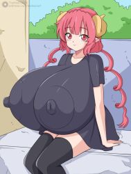 1girls animal_humanoid areola big_areola big_breasts big_nipples bimbo breasts dragon dragon_humanoid female gigantic_breasts horns huge_areola huge_breasts humanoid humanoid_pointy_ears hyper hyper_breasts ilulu ilulu_(dragon_maid) large_breasts massive_breasts miss_kobayashi's_dragon_maid nipple_outline nipples sitting solo solo_female top_heavy toshiso toshisoart twintails_(hairstyle)