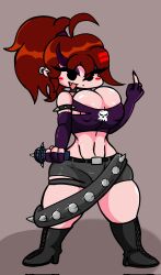 big_ass big_breasts boob_window clothed demon demon_girl female female_only friday_night_funkin girlfriend_(friday_night_funkin) goth goth_girl huge_breasts nipples_visible_through_clothing no_bra powerblueflower ripped_clothing