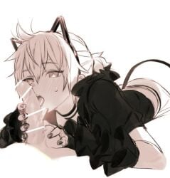 2boys android arched_back ass_up black_nails blonde_hair blue_eyes blush cat_ears cat_tail catboy crossdressing erection femboy gay gay_sex girly kagamine_len kemonomimi licking licking_penis male male/male male_only nail_polish nekomimi open_mouth oral oral_sex submissive submissive_male sweat tagme tongue tongue_out virtual_singer vocaloid yaoi young younger_male