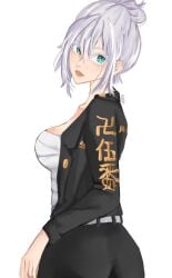 ass female female_focus female_only gangster green_eyes non_nude senju_kawaragi tokyo_revengers white_hair