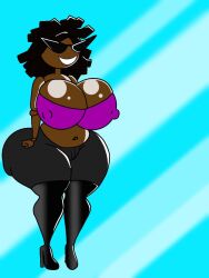 dark-skinned_female disney dollification female huge_ass huge_breasts knick_knack navel permanent_smile pixar plump sunglasses sunnification sunny_miami thick_thighs transformation wide_hips