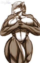 abs biceps big_breasts big_muscles breasts canine cylnx female hair huge_breasts huge_muscles large_breasts large_muscles long_hair looking_at_viewer muscles muscular muscular_anthro muscular_female pecs