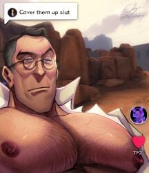 1boy bara bara_tiddies bara_tits barazoku big_pecs blue_eyes body_hair boy busty chest_hair coat cover_them_up_slut dilf egabbacc erect_nipples glasses hairy hairy_chest hairy_male himbo huge_pecs human human_only looking_at_viewer male male_chest male_focus male_nipples male_only manboobs manly mature mature_male medic_(team_fortress_2) meme meme_reference moobs muscles muscular muscular_male nipples no_visible_genitalia open_coat outdoors outside pecs pectoral_bulge pectoral_cleavage pinup presenting presenting_pecs round_glasses silver_fox solo solo_focus solo_male team_fortress_2 the_administrator white_coat