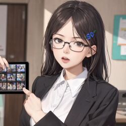 ai_generated glasses hentai_summoner looking_at_viewer missionary_position personification stable_diffusion tablet tablet_pc