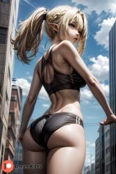 1girls ai_generated alpha_(the_eminence_in_shadow) ass big_ass big_butt blue_eyes city city_background cityscape curvaceous dreamai942 female female_only girl gym gym_clothes hi_res high_resolution highres kage_no_jitsuryokusha_ni_naritakute! large_ass large_breasts red_hair solo sportswear the_eminence_in_shadow