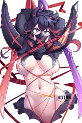 1girls arms_up belly breasts exposed_belly facemask hotvr kill_la_kill looking_at_viewer matoi_ryuuko solo underboob upper_body