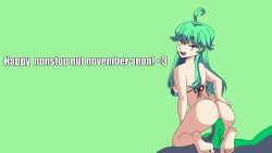 1girls animated anon ass barefoot bikini bikini_top blue_bikini blue_bikini_top bottomless bottomless_female breasts completely_nude completely_nude_male female green_hair green_penis long_hair male mr.sir_69 no_nut_november november nude nude_female penis reverse_cowgirl_position rule_34-tan rule_34_(booru) self_upload sex site-tan solo vaginal_penetration vaginal_sex