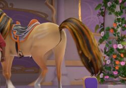 equid equine female hair horn horse mammal multicolored_hair multicolored_tail netflix rush_(unicorn_academy) saddle screencap_edit solo tail tenebrisnoctus unicorn_academy