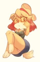 1girls animal_crossing anthro awkwardlytrashy breasts bubble_butt bursting_breasts canine cleavage female furry glasses isabelle_(animal_crossing) nintendo panties skinny solo tagme upskirt yellow_fur