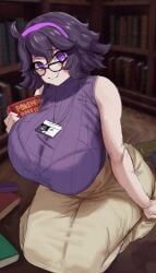 1girls breasts busty clothed female female_only game_freak glasses hex_maniac hips huge_breasts librarian library long_hair nintendo pokemon pokemon_xy purple_eyes purple_hair silver_queen silverqueen0 thick_thighs voluptuous wide_hips