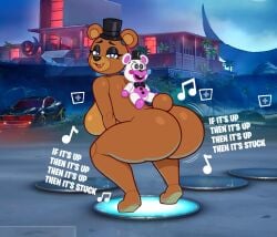 1girls acstlu anthro ass barefoot big_ass breasts completely_nude completely_nude_female crossover female five_nights_at_freddy's fortnite fortnite_lobby freddy_(fnaf) full_body furry hat helpy naked naked_female nude nude_female rule_63 sideboob tail twerking yiff