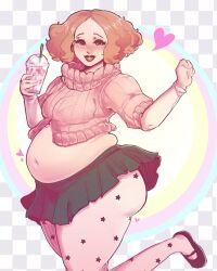 artist_request bbw belly belly_bulge female female_only fluffy_hair haru_okumura metrack obese overweight persona persona_5 short_hair skirt thick_thighs thights tight_clothing