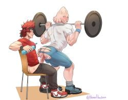 2boys anal_sex arched_back ass ass_grab big_ass boku_no_hero_academia buttjob eijirou_kirishima erect_penis gay gay_sex hand_on_ass headband jockstrap kirishima_eijirou koji_koda koji_kouda kouda_kouji lifting lifting_weights male male/male male_only muscular muscular_male my_hero_academia red_hair ripped_clothing ripped_pants ripped_shorts small_dom_big_sub spiky_hair standing_sex torn_open_bottoms working_out yaoi