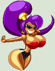 1girls casetermk dollification female female_only huge_ass huge_breasts knick_knack permanent_smile shantae shantae_(character) smile smooth_skin solo sunglasses sunnification sunny_miami thick_thighs wide_hips