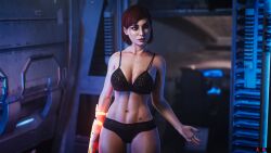 1girls 3d 3d_(artwork) 4k absurd_res anasulewds big_breasts bioware black_bra black_eyeshadow black_lingerie black_panties black_underwear bra cleavage cleavage_overflow commander_shepard eyeshadow female female_only female_protagonist femshep freckles green_eyes hi_res human human_only indoors inside light-skinned_female light_skin lingerie lingerie_only lipstick makeup mass_effect mass_effect_3 navel pale pale-skinned_female pale_skin panties qos queen_of_spades red_hair solo standing tattoo underwear underwear_only