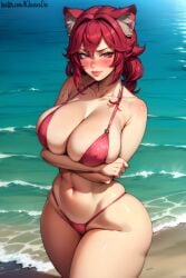 1girls ai_generated beach bikini indie_virtual_youtuber lunaria_ayaren virtual_youtuber vtuber