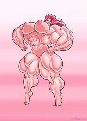 abs areola biceps big_breasts big_muscles breasts female hair huge_breasts huge_muscles kama-kumo large_breasts large_muscles long_hair muscles muscular muscular_arms muscular_female muscular_legs muscular_thighs nipples pecs pink_hair