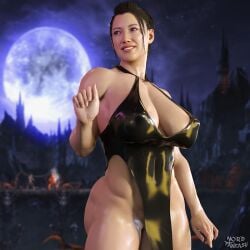 3d asian asian_female biceps big_breasts black_hair bottomless breasts brown_eyes busty cleavage dress female female_focus female_only hourglass_figure li_mei long_hair mortal_kombat mortal_kombat_1_(2023) nordfantasy pinup pinup_pose ponytail tagme wide_hips