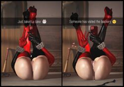 3d after_sex athletic athletic_female batman:_arkham_knight batman_(series) before_and_after before_sex bottomless creampie cum cum_in_pussy cum_inside cum_leaking dc dc_comics female female_focus female_only flexible gloves harley_quinn harley_quinn_(arkham) harley_quinn_(arkham_knight) harley_quinn_(classic) high_heels jester jester_outfit latex latex_gloves latex_suit light-skinned_female light_skin mirror_selfie phone pose posing pussy selfie snapchat tagme text vagina wide_hips wildynsfw