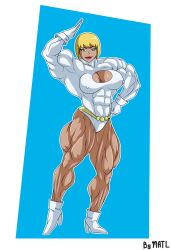 abs biceps big_breasts big_muscles blonde_hair breasts dc dc_comics female galatea hair large_breasts large_muscles matl muscles muscular muscular_female pecs