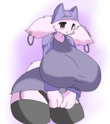 aru_(zaclyn) furry huge_ass huge_breasts oc original_character purple_skin simple_background thick_thighs wide_hips zaclyn