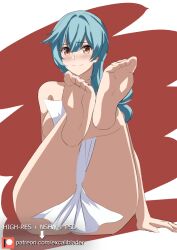 blue_hair eula_(genshin_impact) excaliblader female female_only genshin_impact looking_at_viewer solo white_skin