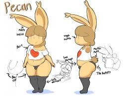 :> anthro ass balls big_butt black_clothing black_footwear black_panties black_socks black_underwear brown_hair brown_tail bulge bunsandnoble chubby_male clothing drawing drawing_tablet footwear fur genitals girly hair heart hi_res lagomorph leporid long_socks male mammal model_sheet navel panties pecan_(bunsandnoble) penis rabbit rear_view red_heart scut_tail shirt short_tail side_view simple_eyes simple_face smile socks solo tail tan_body tan_ears tan_fur thick_thighs topwear underwear white_clothing white_shirt white_topwear